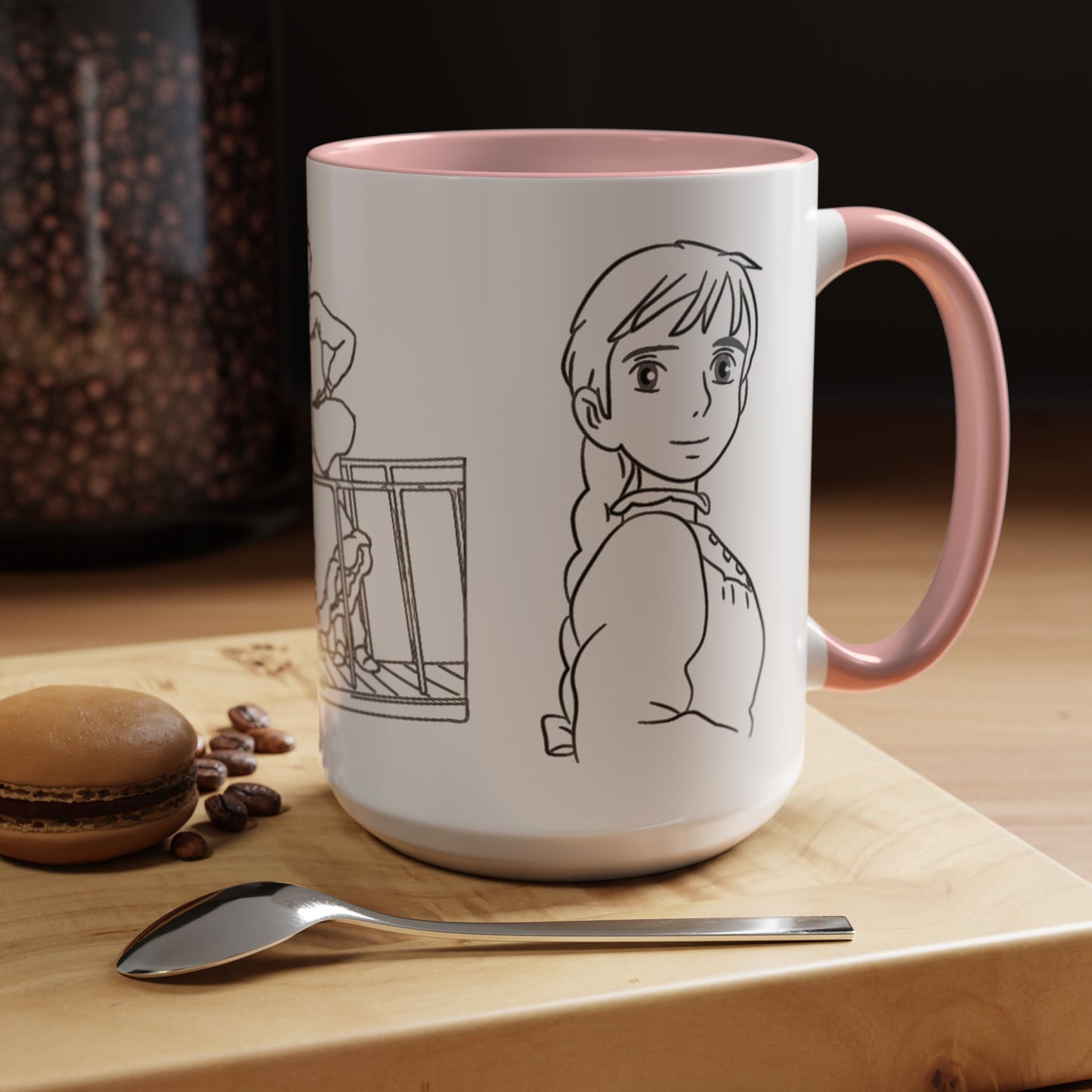 Sophie and Howl Accent Mug – Romantic Ghibli Color Handle Cup 11oz & 15oz – Howl’s Moving Castle Anime Love Gift