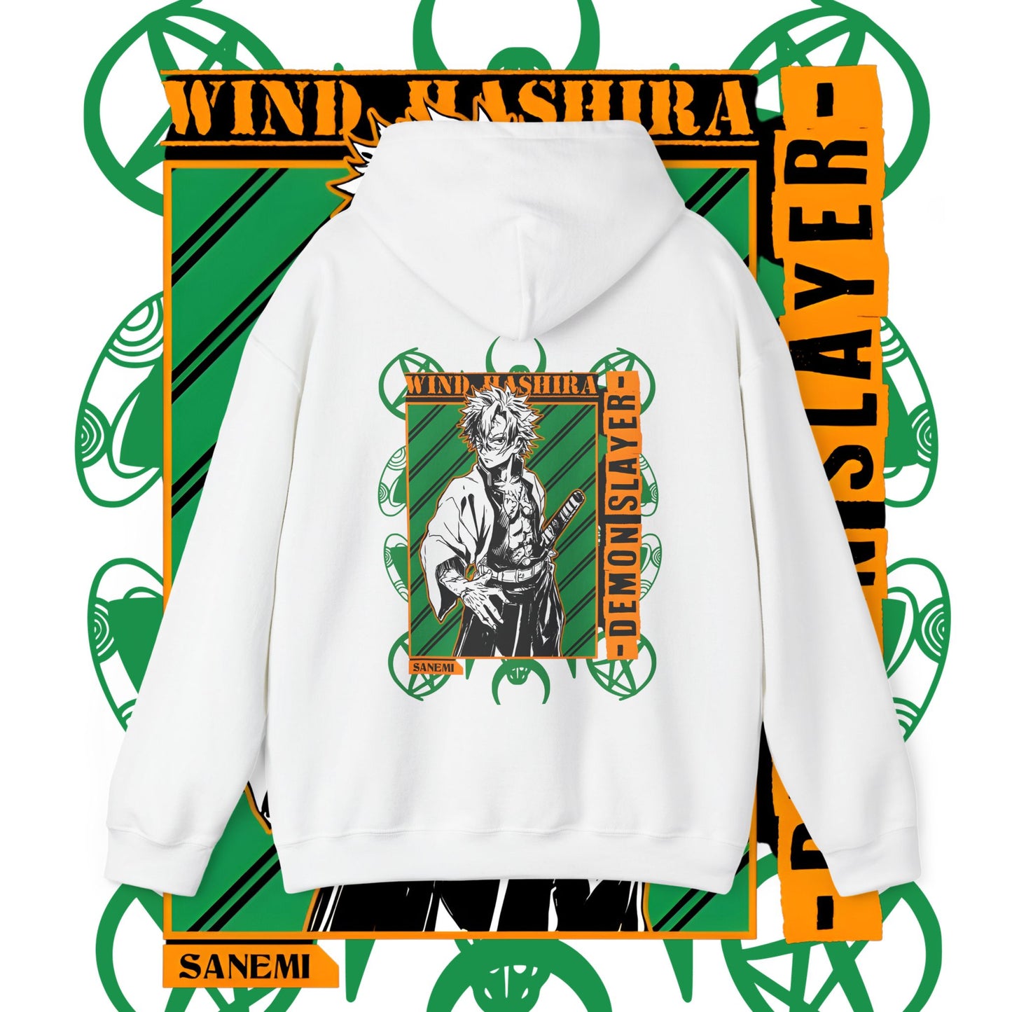 Sanemi Shinazugawa Back Print Hoodie | Demon Slayer Hashira | 100% Cotton