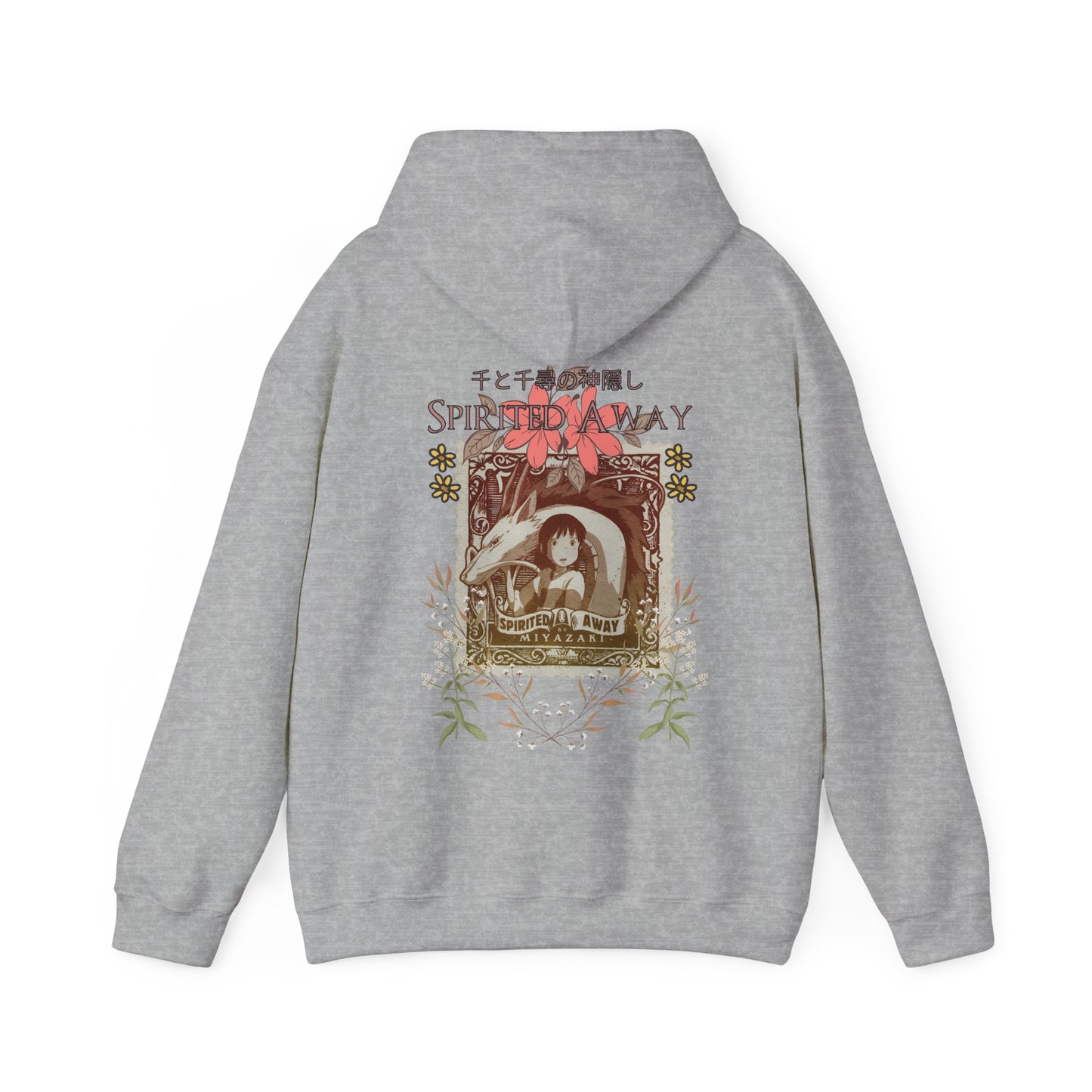 Spirited Away Philately Back Print Hoodie – 100% Cotton Anime Hoodie with Stamp-Inspired Design