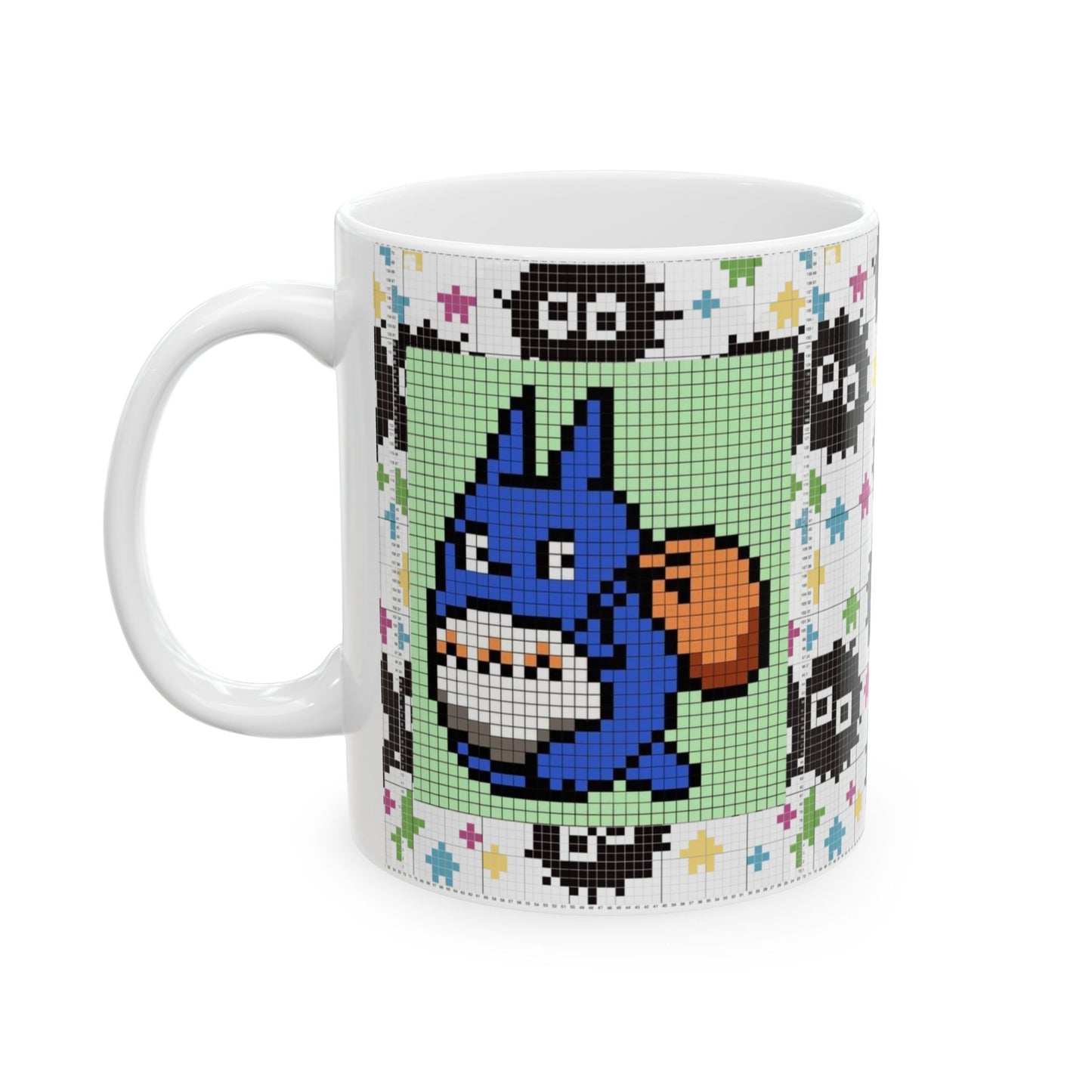 My Neighbor Totoro Pixel Mug – Studio Ghibli Retro Anime Cup 11oz & 15oz – Cute Pixel Art Coffee Gift
