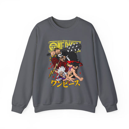 Kaido, Luffy & Ace Sweatshirt – 100% Cotton One Piece Anime Crewneck for True Fans