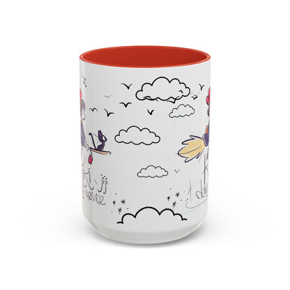 Kiki's Delivery Service Sketch Accent Mug – Studio Ghibli Ceramic Cup – 11oz & 15oz Anime Gift