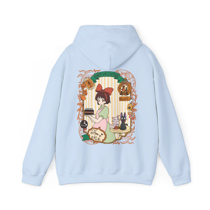 Kiki Happy Back Print Hoodie – 100% Cotton Studio Ghibli Kiki’s Delivery Service Hoodie for Anime Fans
