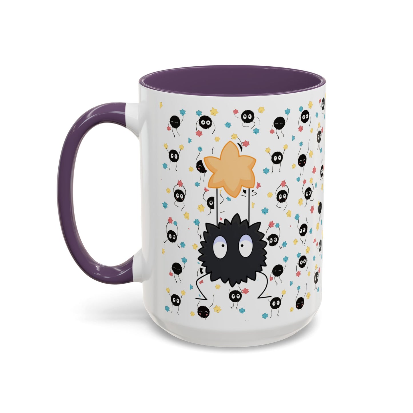 Soot Sprites Accent Mug – Studio Ghibli Color Handle Cup – 11oz & 15oz Ceramic Anime Gift