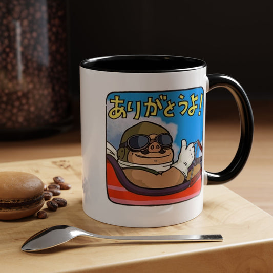 Porco Rosso Tribute Accent Mug – Studio Ghibli Anime Coffee Cup – 11oz & 15oz Ceramic Gift