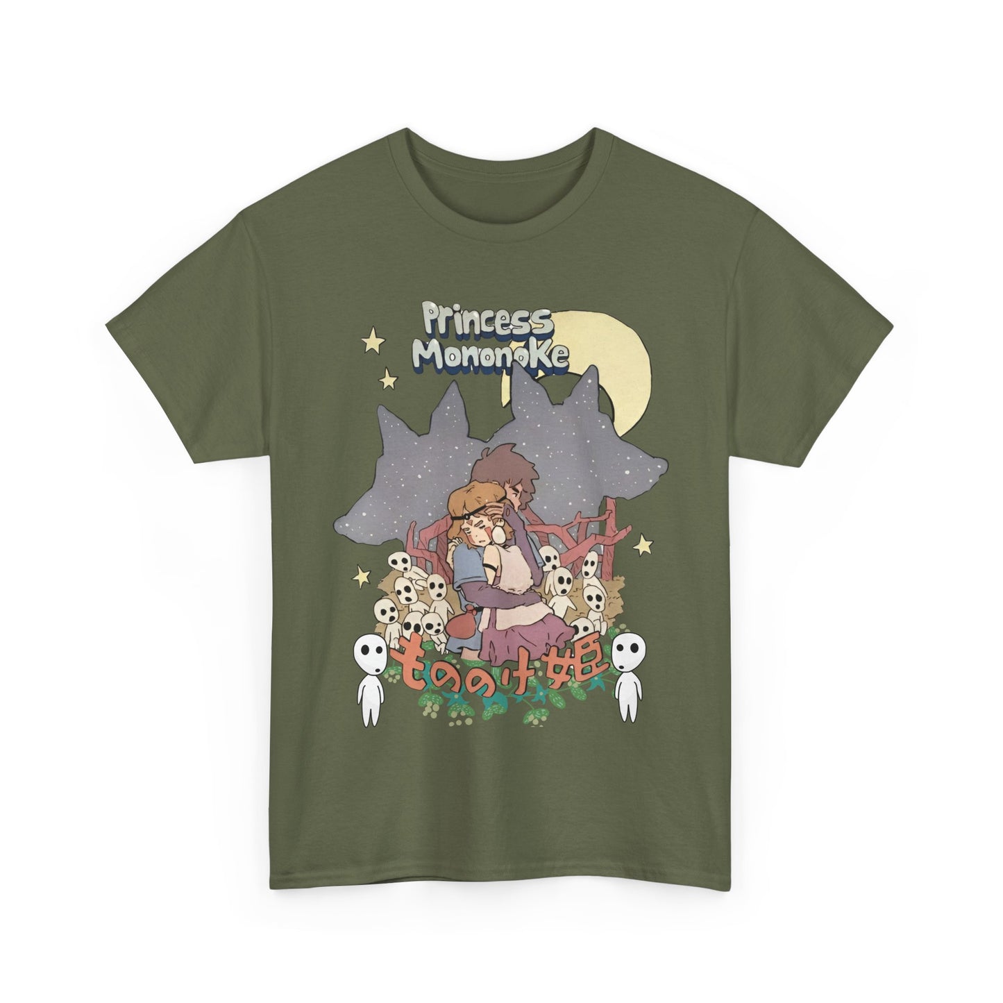 Princess Mononoke Print T-Shirt 100% Cotton Studio Ghibli Anime Tee
