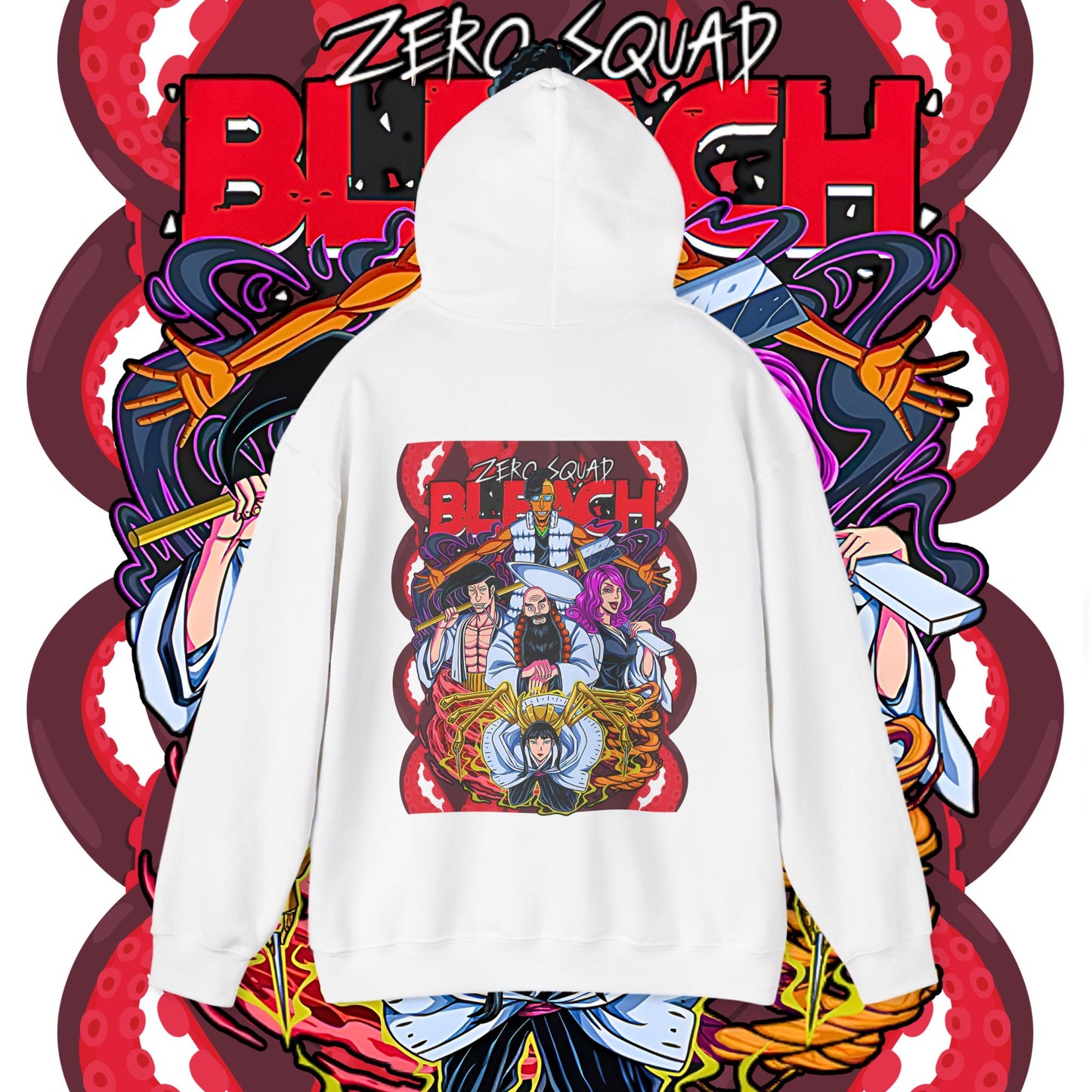 Zero Squad Bleach Back Print Hoodie 100% Cotton