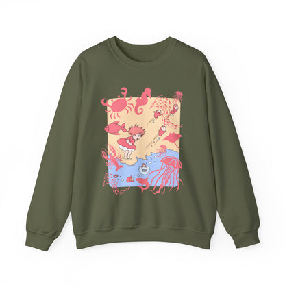 Ponyo Sea World Sweatshirt – 100% Cotton Studio Ghibli Ocean Anime Pullover