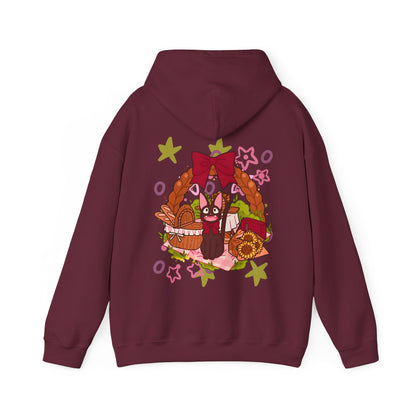 Jiji Cat Gift Back Print Hoodie – 100% Cotton Studio Ghibli Inspired Anime Hoodie