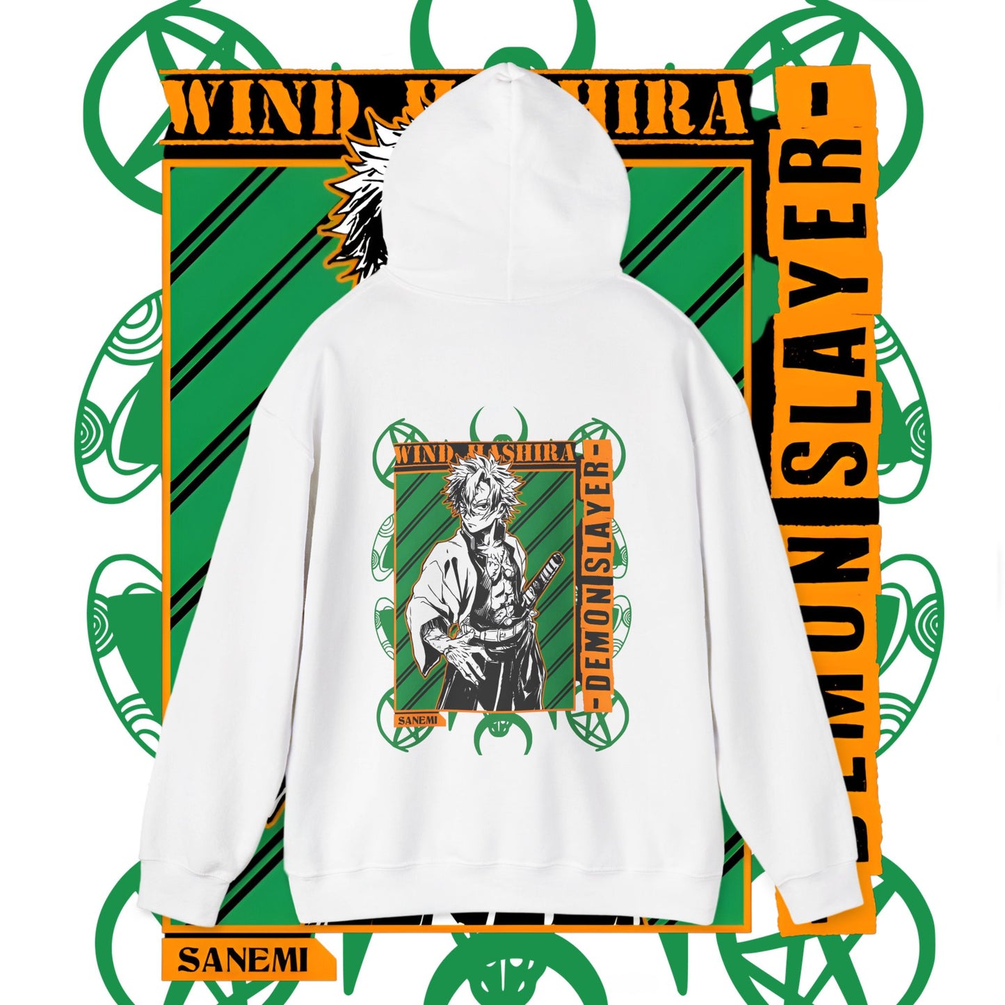 Sanemi Shinazugawa Back Print Hoodie | Demon Slayer Hashira | 100% Cotton
