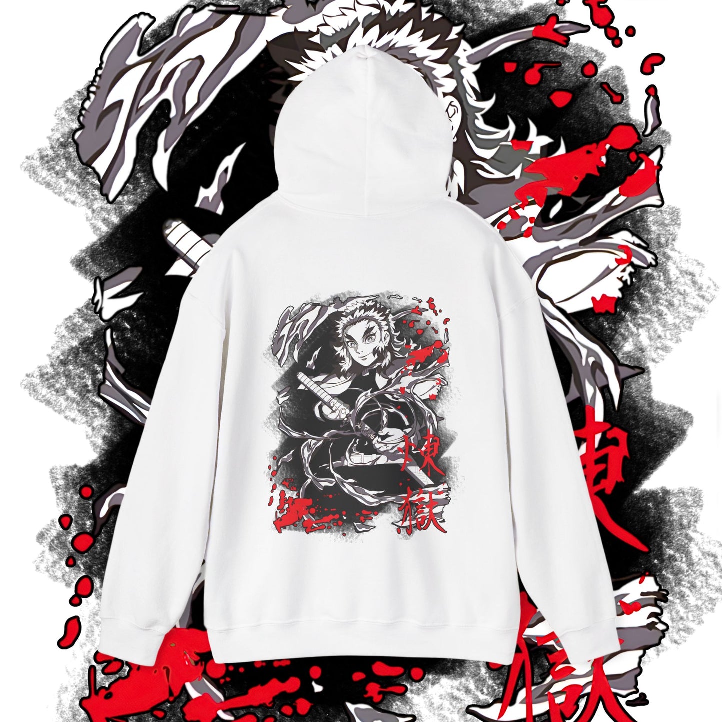 Kyojuro Rengoku Back Print Hoodie | Demon Slayer Hashira | 100% Cotton Anime Hoodie