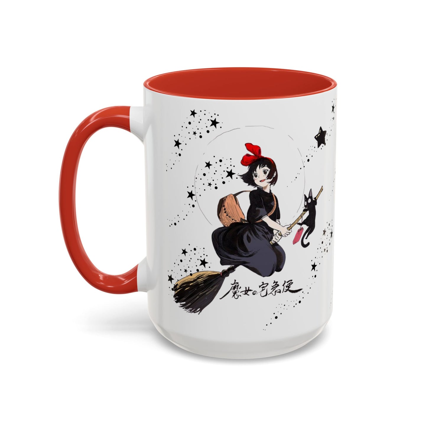 Kiki’s Delivery Service Accent Mug – 11oz & 15oz Ceramic Cup with Colored Handle – Studio Ghibli Anime Gift