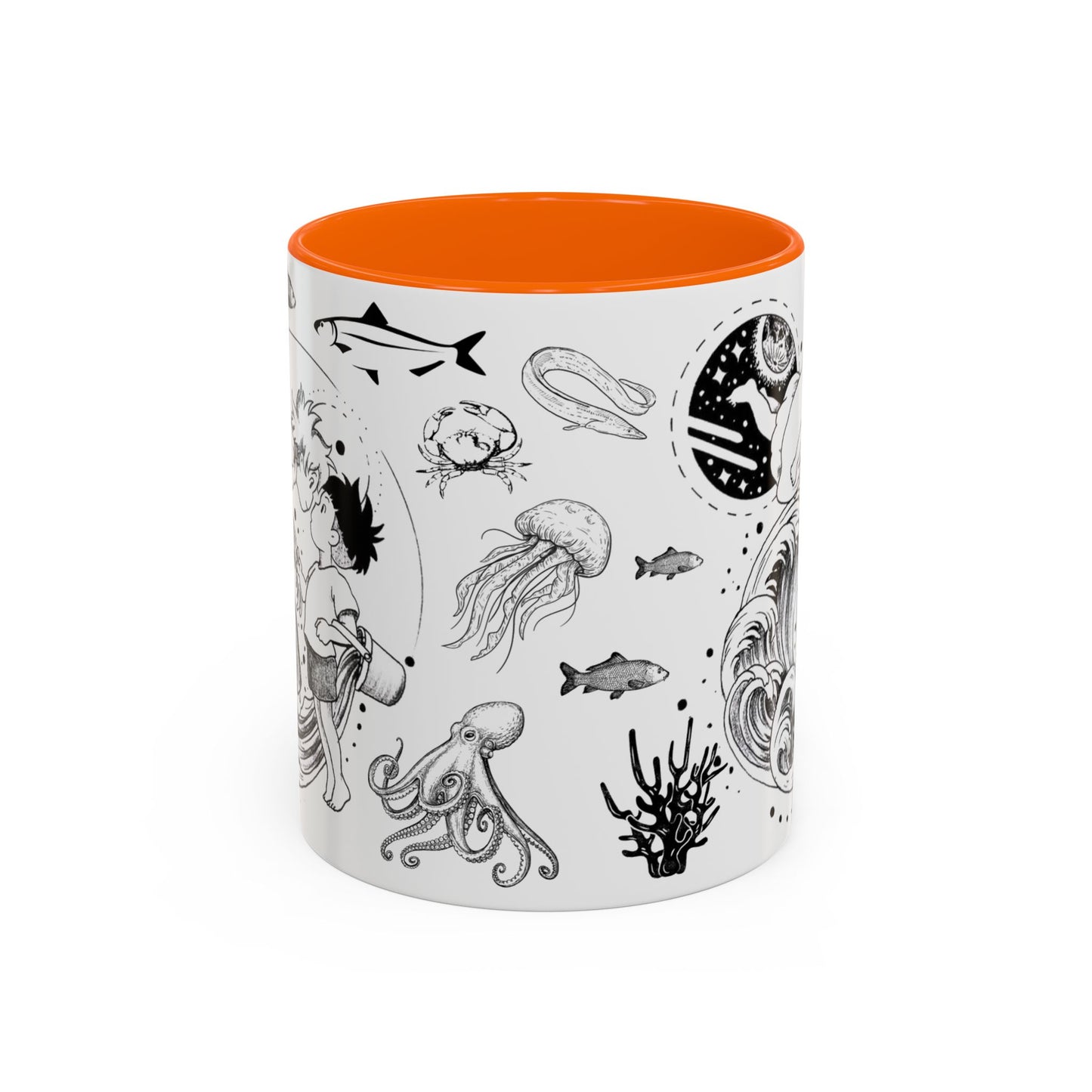 Ponyo World Sea Accent Mug – Studio Ghibli Color Handle Cup 11oz & 15oz – Ocean Anime Coffee Gift