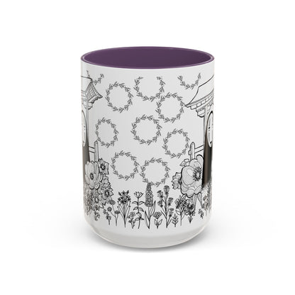 No Face Flowers Accent Mug – Studio Ghibli Inspired Coffee Cup – 11oz & 15oz Ceramic Anime Gift