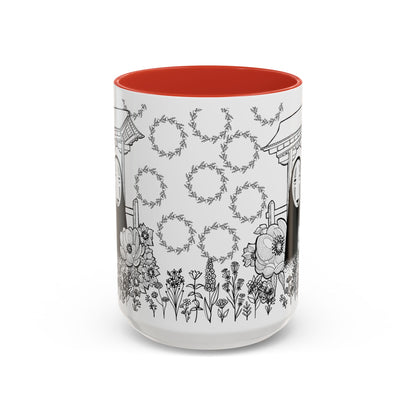 No Face Flowers Accent Mug – Studio Ghibli Inspired Coffee Cup – 11oz & 15oz Ceramic Anime Gift