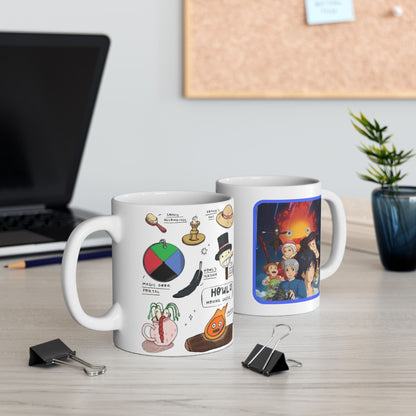 Howl’s Moving Castle Collage Mug – Studio Ghibli Coffee Cup 11oz & 15oz – Anime Gift Featuring Howl, Sophie & Calcifer