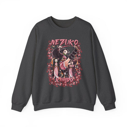 Nezuko Kamado Pink Flowers Sweatshirt – 100% Cotton Demon Slayer Anime Pullover