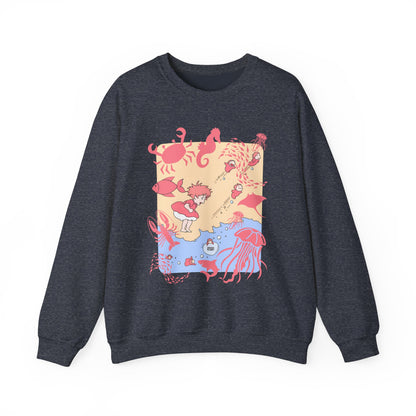 Ponyo Sea World Sweatshirt – 100% Cotton Studio Ghibli Ocean Anime Pullover