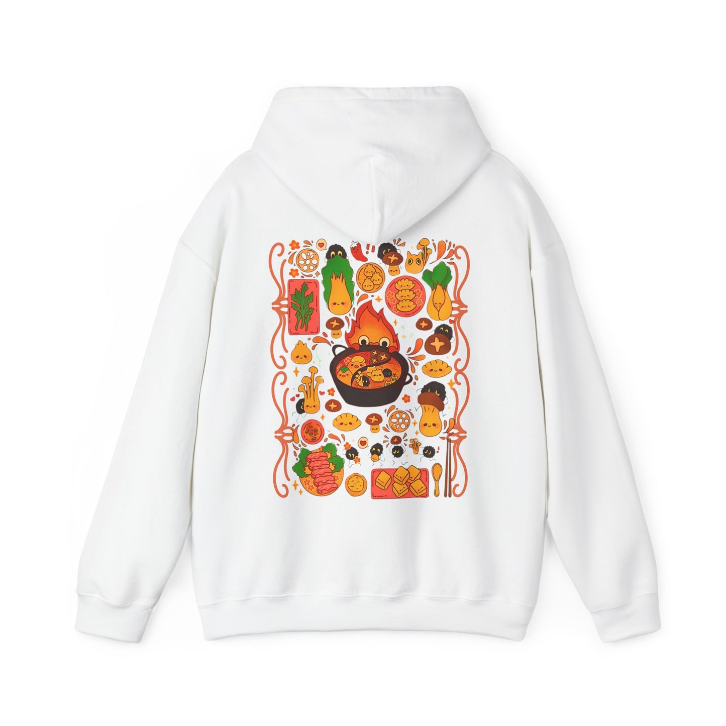 Calcifer Breakfast Back Print Hoodie – 100% Cotton Howl’s Moving Castle Studio Ghibli Hoodie