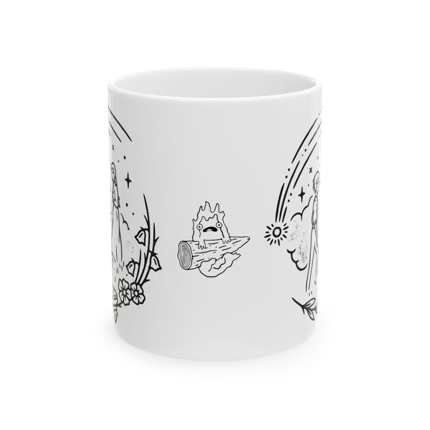 Calcifer Mug – Howl’s Moving Castle Ceramic Cup 11oz & 15oz – Studio Ghibli Anime Gift