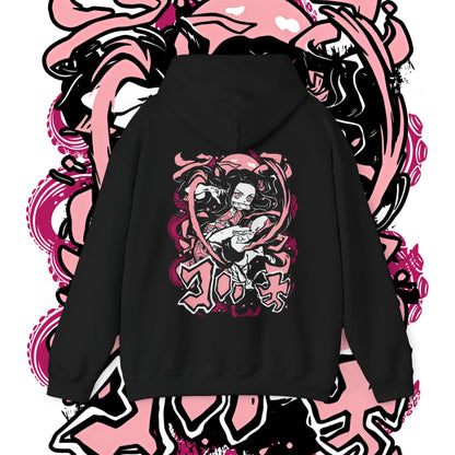 Nezuko Kamado Back Print Hoodie | Demon Slayer Waifu Art | 100% Cotton Anime Hoodie