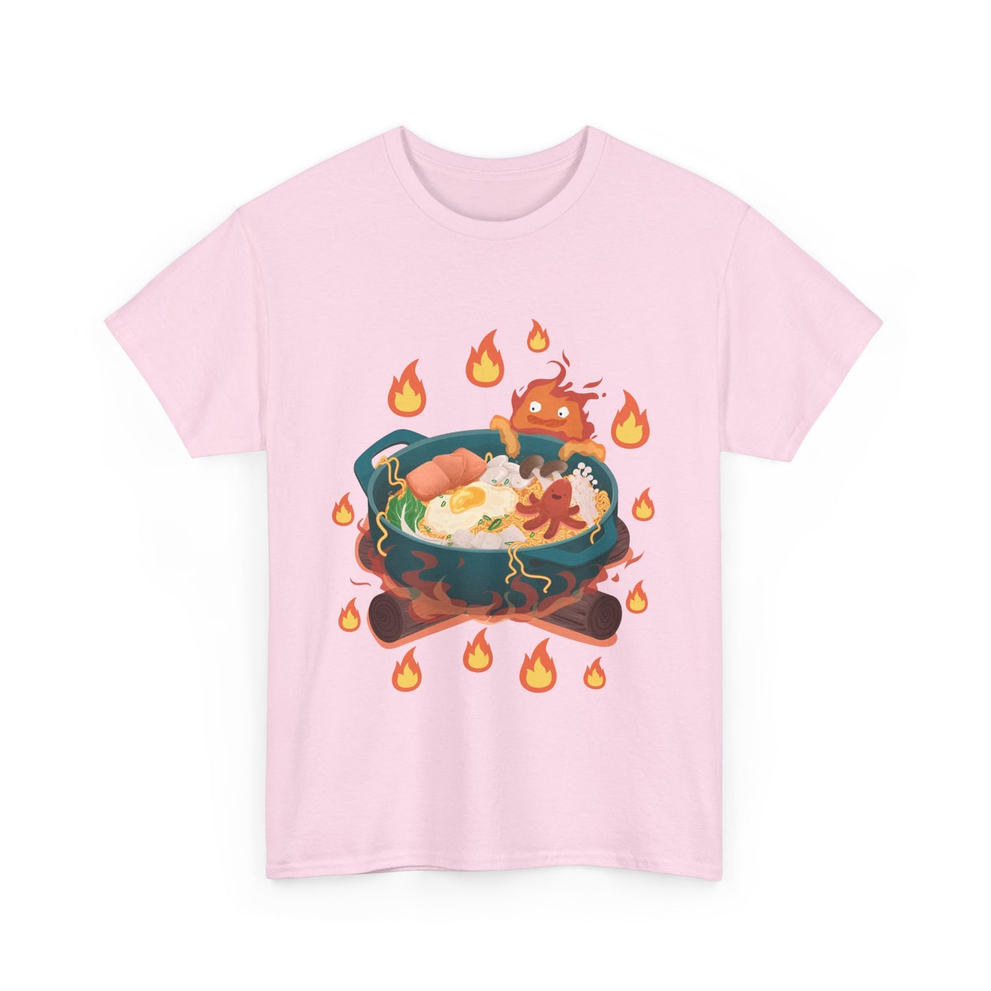 Calcifer Breakfast T-Shirt 100% Cotton Studio Ghibli Anime Tee