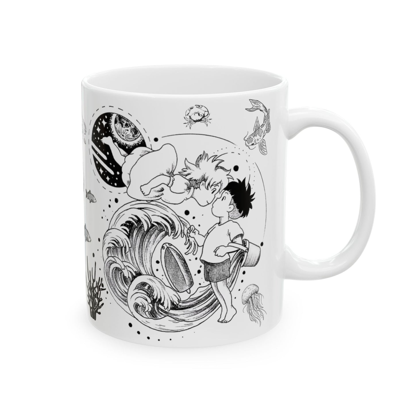 Ponyo World Sea Mug – Studio Ghibli Ocean Fantasy Cup 11oz & 15oz – Cute Anime Coffee Gift for Fans