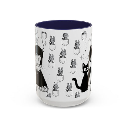Kiki's Delivery Service Coffee Mug – Studio Ghibli Accent Handle Cup – 11oz & 15oz Anime Gift