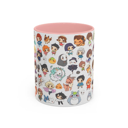 Studio Ghibli Chibi Characters Accent Mug – Color Handle Anime Cup – 11oz & 15oz Gift for Ghibli Fans