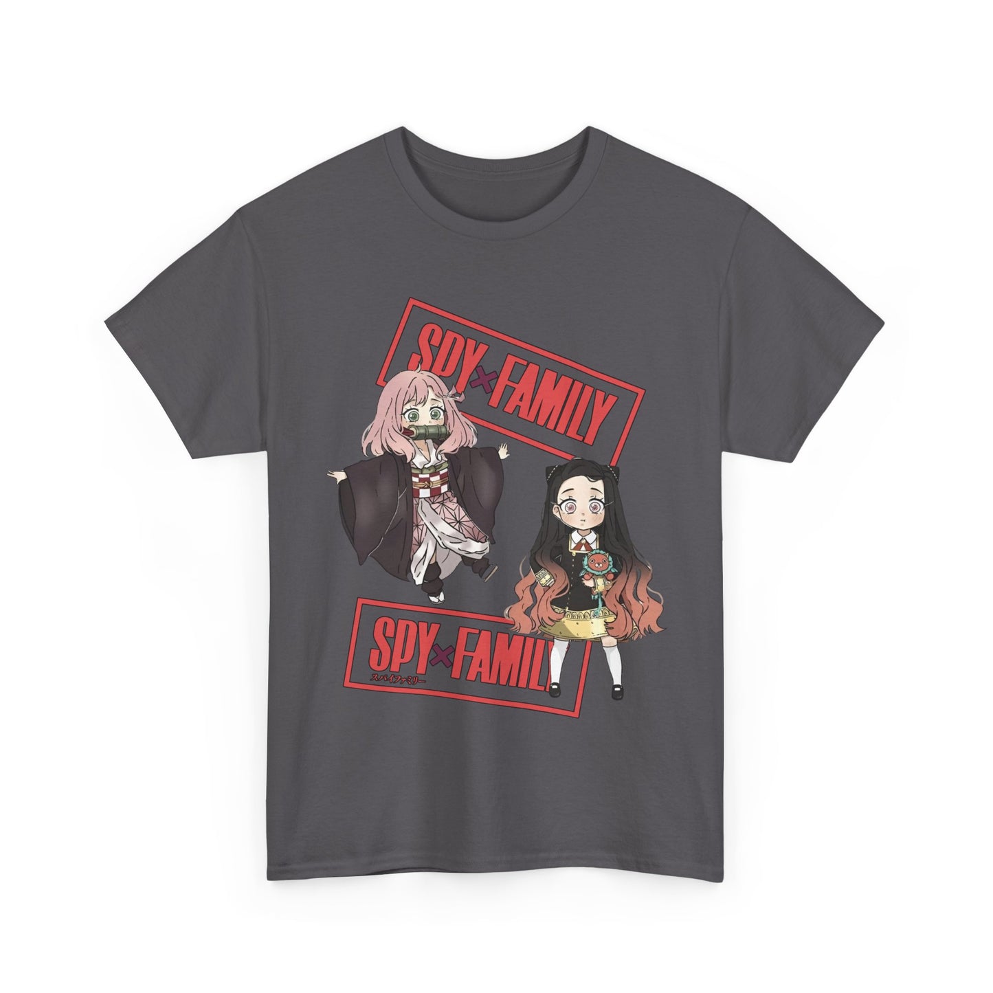 Anya and Nezuko Dolls T-Shirt – 100% Cotton Cute Anime Crossover Shirt for Fans