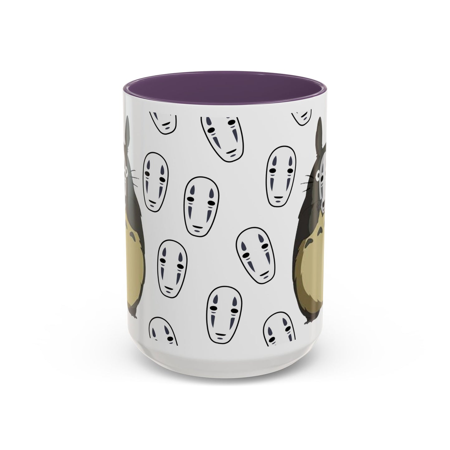 Totoro No Face Mask Accent Mug – Studio Ghibli Color Handle Cup 11oz & 15oz – Cute Anime Crossover Coffee Gift