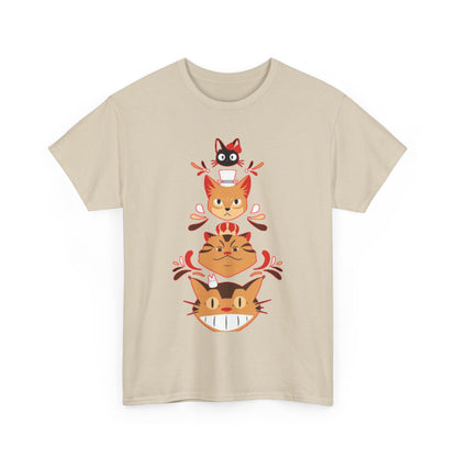 Ghibli Cats T-Shirt – 100% Cotton Anime Cat Lover Tee