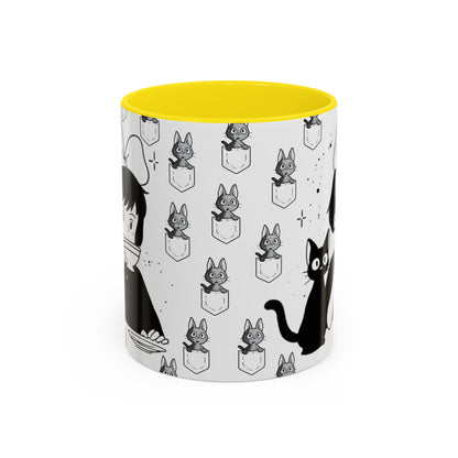Kiki's Delivery Service Coffee Mug – Studio Ghibli Accent Handle Cup – 11oz & 15oz Anime Gift