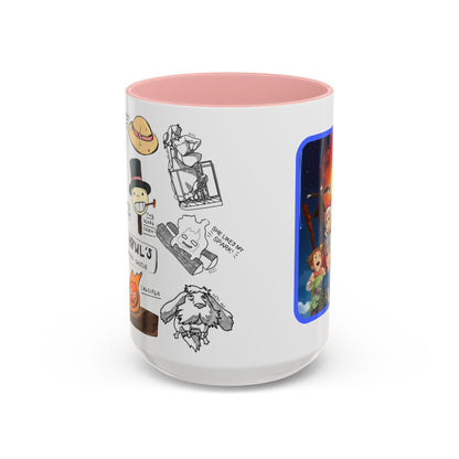 Howl’s Moving Castle Accent Mug – Ghibli Collage Color Handle Cup 11oz & 15oz – Anime Coffee Mug Featuring Howl & Calcifer