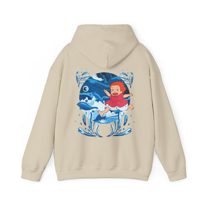 Ponyo Studio Ghibli Hoodie with Back Print – 100% Cotton Anime Sweatshirt for Fans