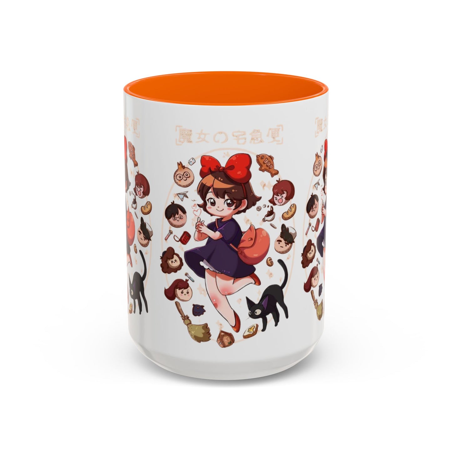 Kiki’s Delivery Service Accent Mug – Stained Glass Anime Cup 11oz & 15oz – Ghibli Inspired Color Handle Mug