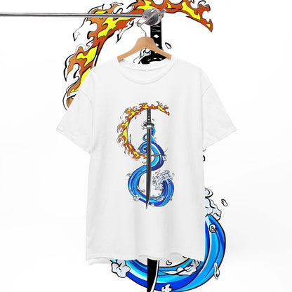Demon Slayer Tanjiro Fire & Water Sword Style T-Shirt | 100% Cotton Anime Tee