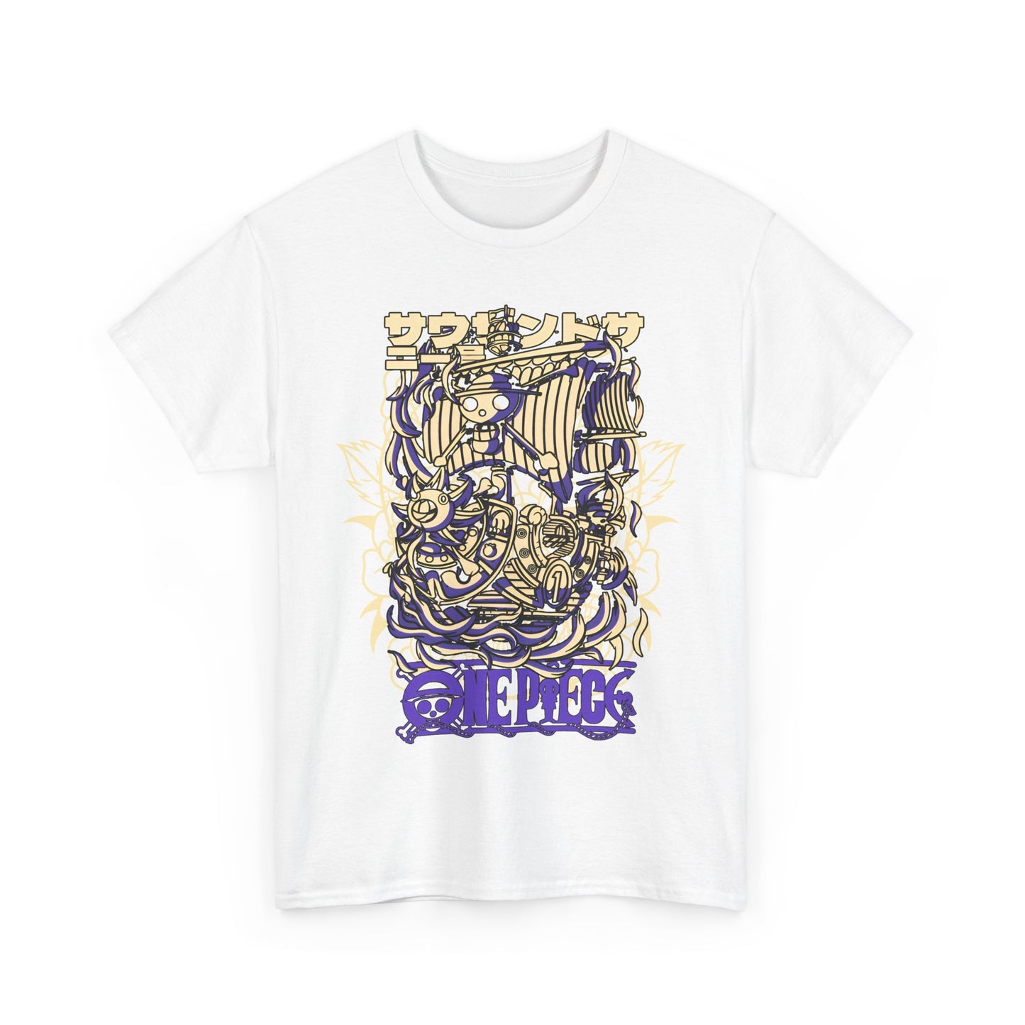 One Piece Ship T-Shirt – 100% Cotton Anime Tee Featuring Going Merry & Thousand Sunny