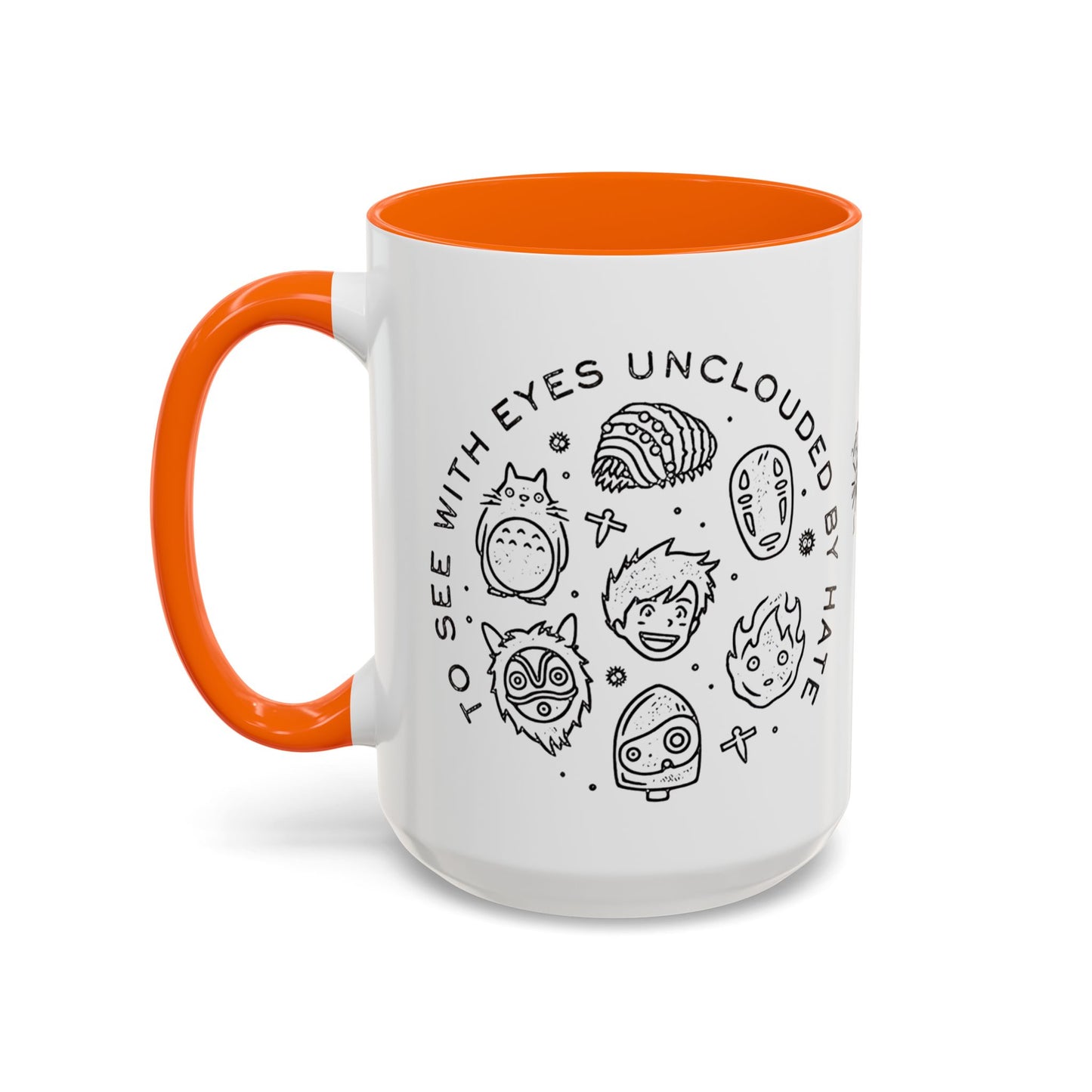 Universe Ghibli Accent Mug – Color Handle Anime Coffee Cup – 11oz & 15oz Studio Ghibli Ceramic Mug Gift