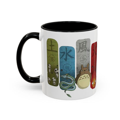 Studio Ghibli Figures Accent Mug – 11oz & 15oz Color Handle Anime Cup – Ghibli Character Coffee Mug for Fans