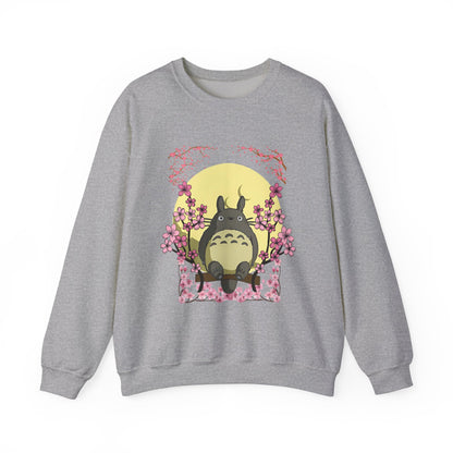 Totoro Sakura Moon Sweatshirt – Cozy 100% Cotton Studio Ghibli Cherry Blossom Pullover