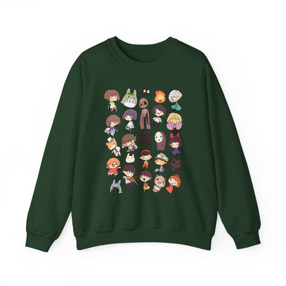 Chibi Studio Ghibli Characters Sweatshirt – 100% Cotton Cozy Anime Pullover for Ghibli Lovers