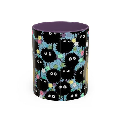 Totoro & Soot Sprites Accent Mug – Studio Ghibli Color Handle Cup – 11oz & 15oz Ceramic Anime Gift