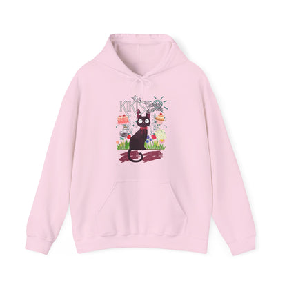 Jiji Collage Studio Ghibli Hoodie – 100% Cotton Anime Hoodie Featuring Kiki’s Delivery Service Cat