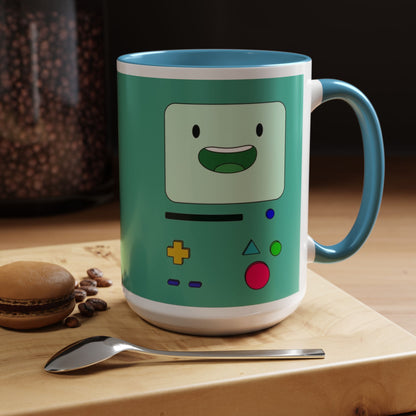 BMO Adventure Time Accent Handle Mug – Colorful Beemo Cup – 11oz & 15oz Ceramic Gift for Cartoon Fans