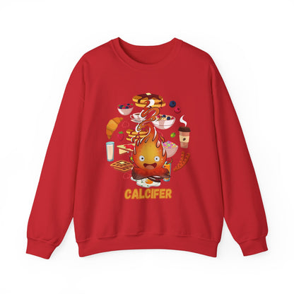 Calcifer Breakfast Demon Sweatshirt – 100% Cotton Cozy Anime Pullover for Ghibli Fans