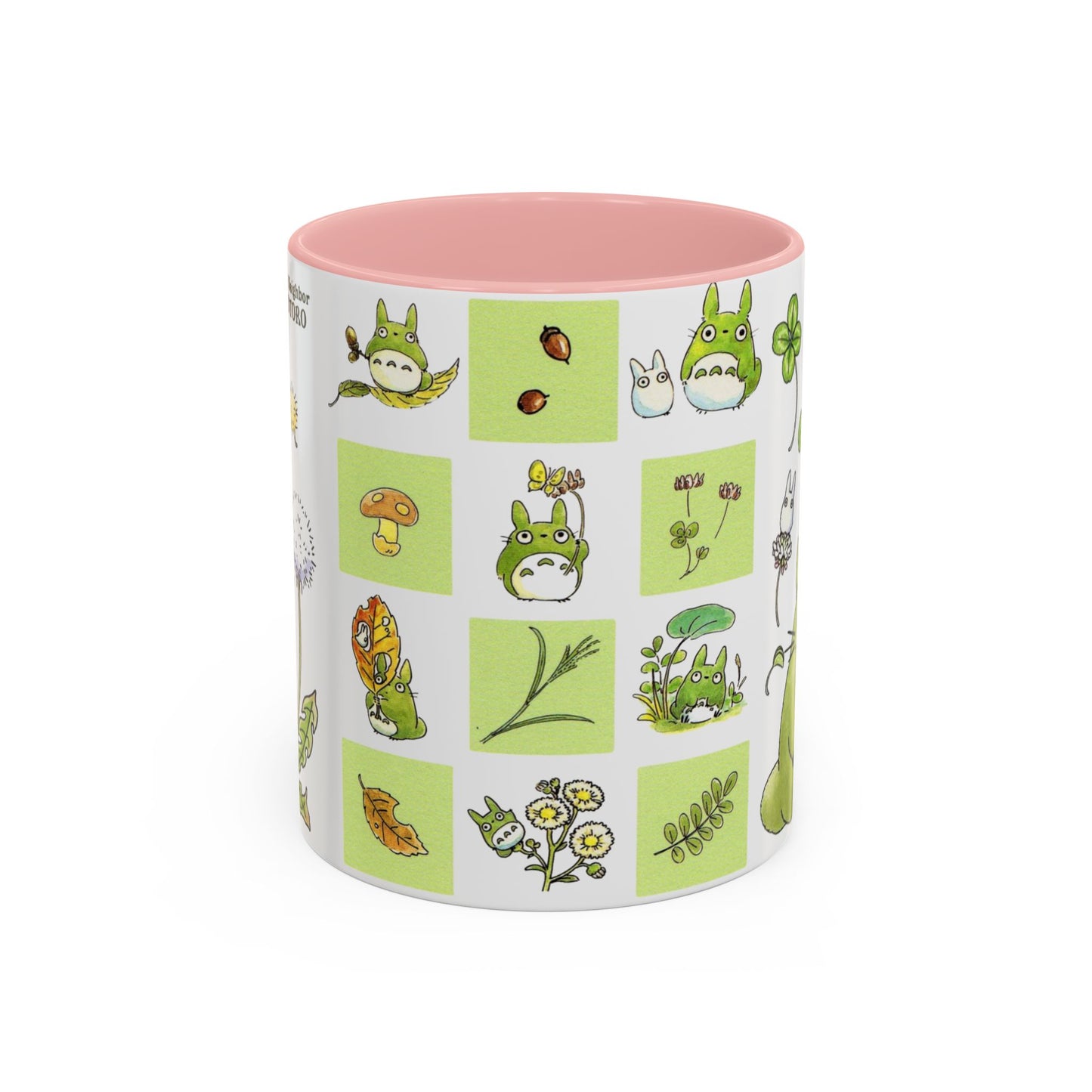 Totoro Green Accent Mug – Studio Ghibli Color Handle Coffee Cup – 11oz & 15oz Ceramic Gift for Anime Fans