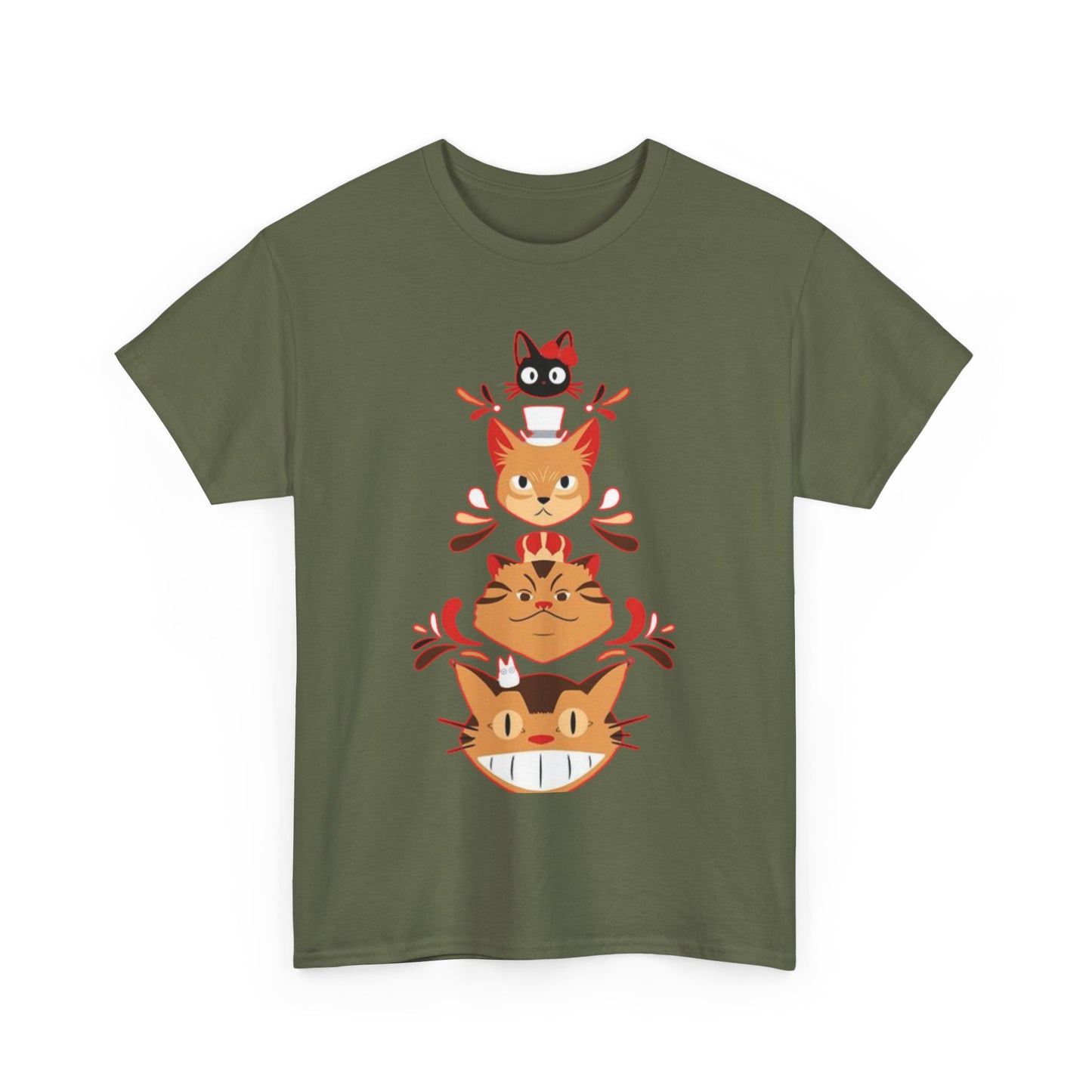 Ghibli Cats T-Shirt – 100% Cotton Anime Cat Lover Tee