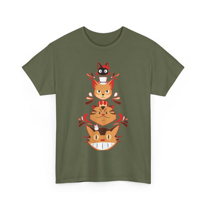 Ghibli Cats T-Shirt – 100% Cotton Anime Cat Lover Tee