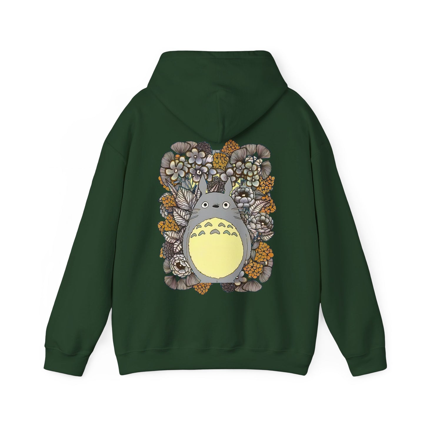 Totoro Plants Back Print Hoodie – 100% Cotton Studio Ghibli Hoodie with Totoro and Nature Design